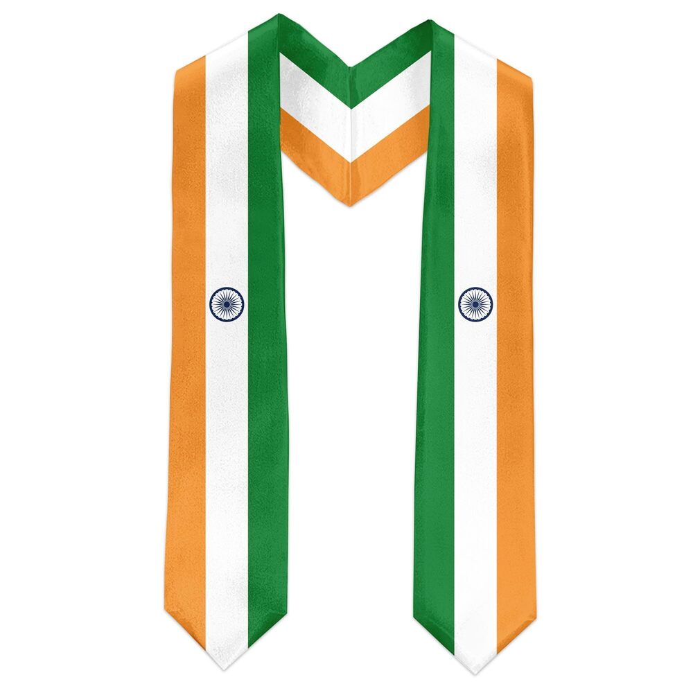 5568 India Flag International Graduate Satin Stole Scarf with National Flag